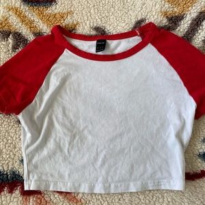 🌞Shein baseball crop tee